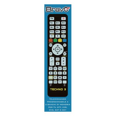 Telecomando Universale Bravo Techno 3 per TV, DTT, DVD/Blu-ray, SAT, VCR